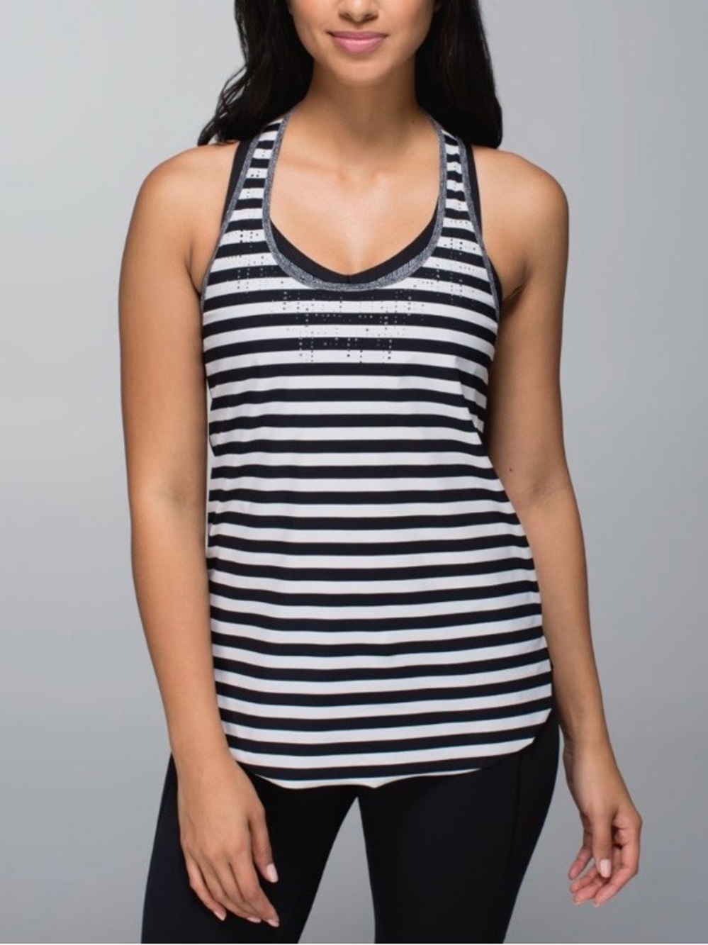 Lululemon Athletica Water Bound Singlet Apex Stripe Black Sz 4